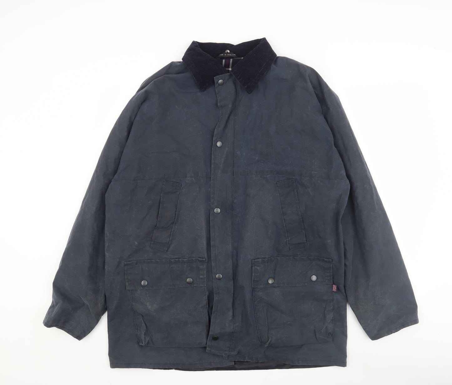 Made In England Vintage Men's Blue Waxed Cotton Field Jacket M