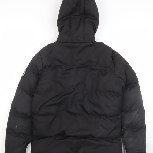 Brave Soul Boys Black Puffer Jacket, Size 13, Hooded, Winter Warm