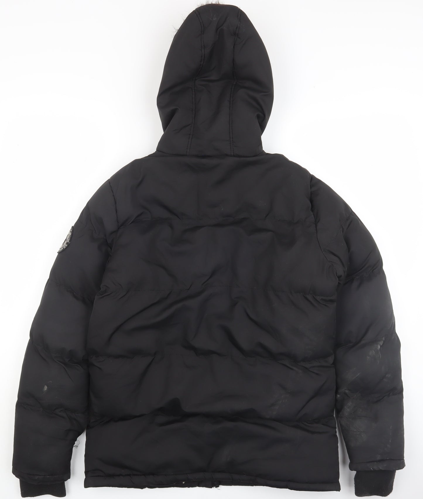 Brave Soul Boys Black Puffer Jacket, Size 13, Hooded, Winter Warm