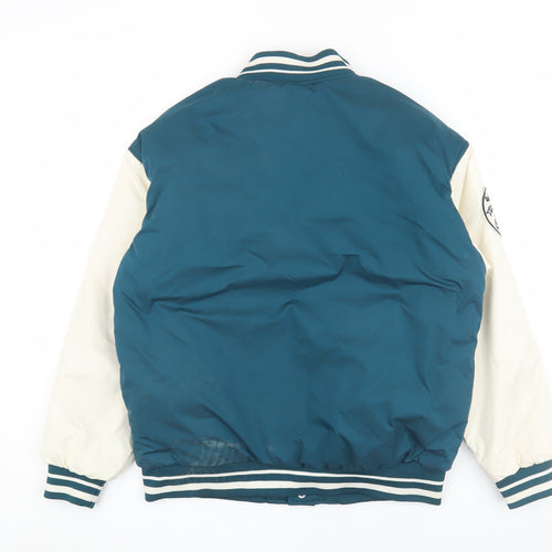Zara Boys Blue Varsity Jacket 10 Years Lined Snap Button