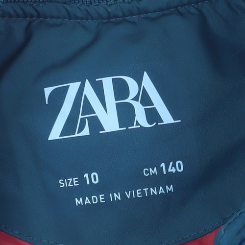 Zara Boys Blue Varsity Jacket 10 Years Lined Snap Button