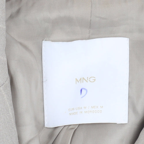 MNG Women's Beige Blazer Size 12 Pinstripe Classic Fit