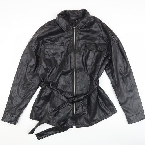 PrettyLittleThing Women's Black Biker Jacket Size 12