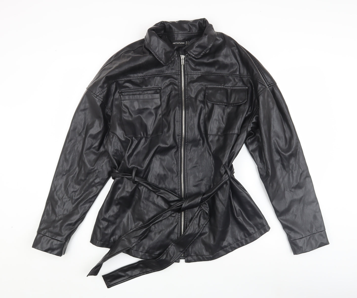 PrettyLittleThing Women's Black Biker Jacket Size 12