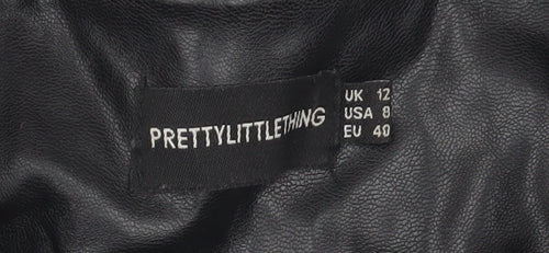 PrettyLittleThing Women's Black Biker Jacket Size 12