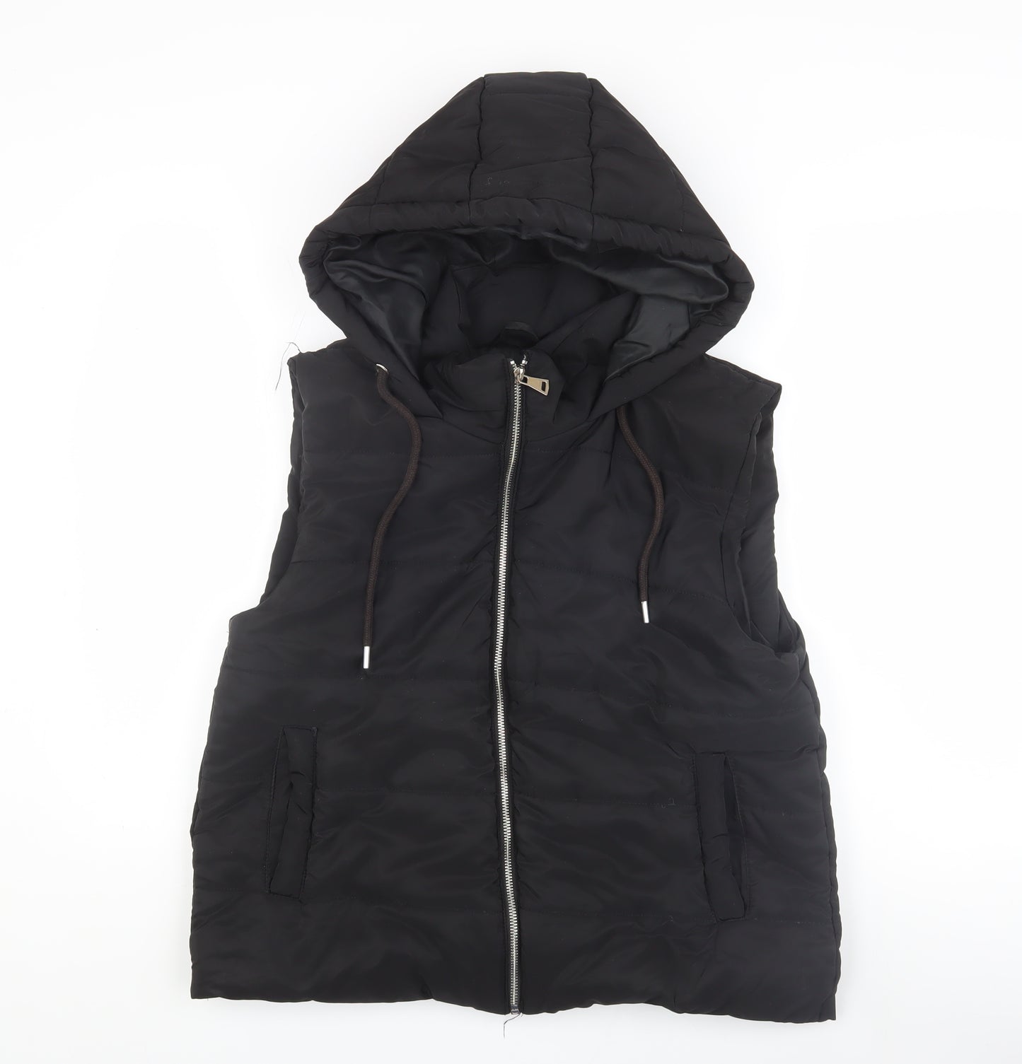 Boohoo Women's Black Hooded Sleeveless Waistcoat L