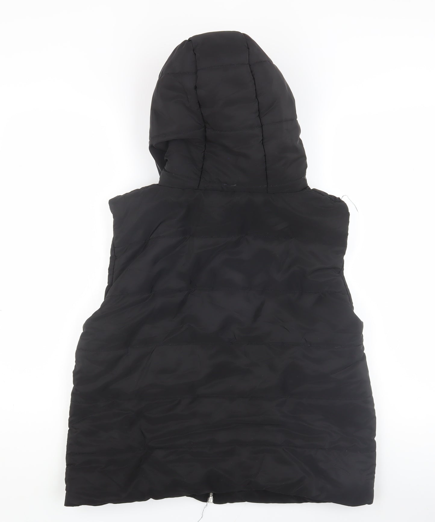 Boohoo Women's Black Hooded Sleeveless Waistcoat L