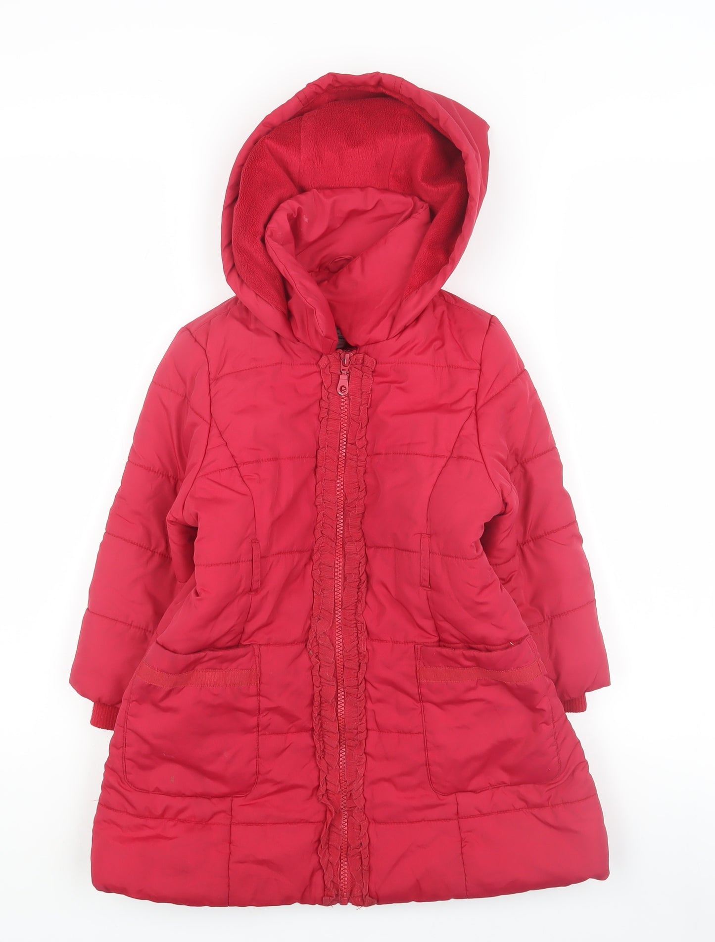 Monsoon Girls Red Puffer Jacket 3-4 Years Cozy Winter Coat