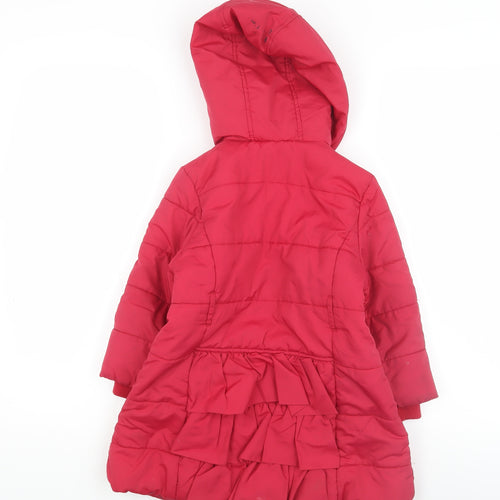 Monsoon Girls Red Puffer Jacket 3-4 Years Cozy Winter Coat