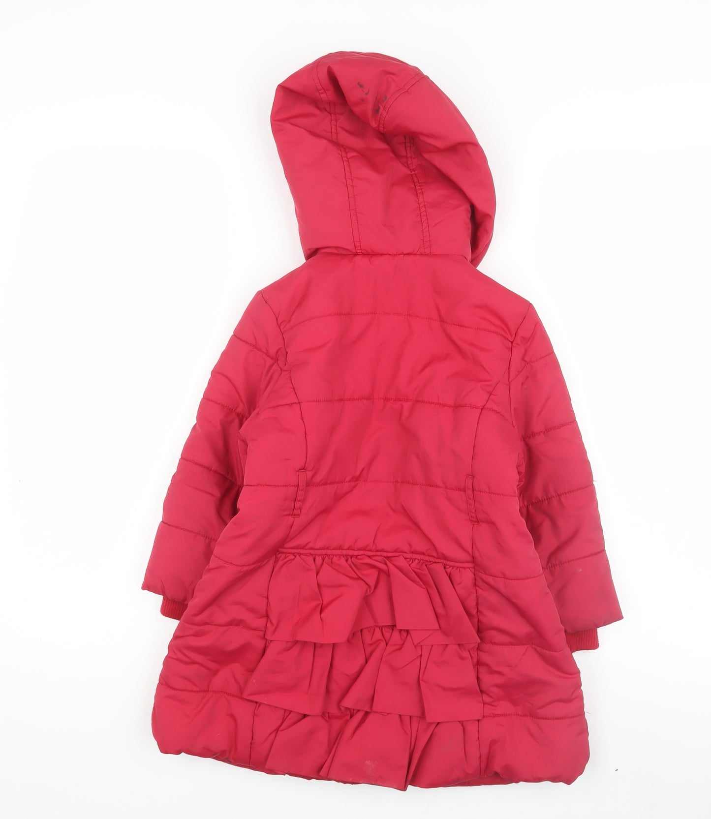 Monsoon Girls Red Puffer Jacket 3-4 Years Cozy Winter Coat