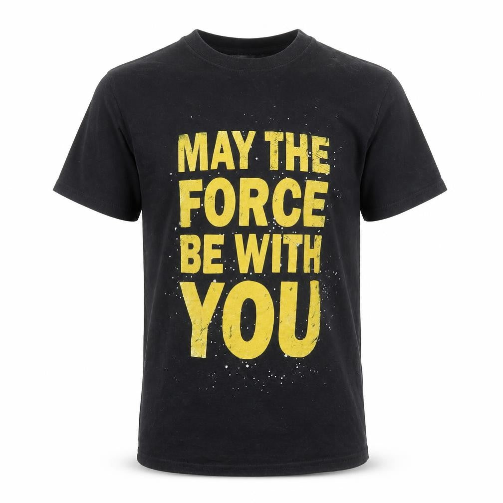 Front view of Star Wars Men's Black Graphic T-Shirt, size S