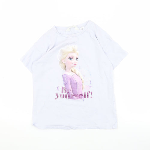 H&M Girls White Disney T-Shirt, 6-7 Years