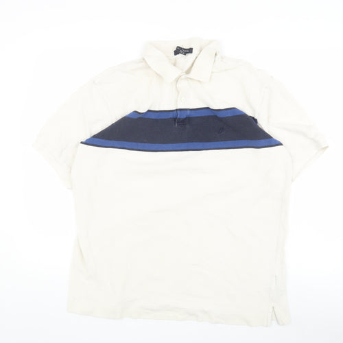 Nautica Men's Beige Polo Shirt, Short Sleeve, Cotton XL