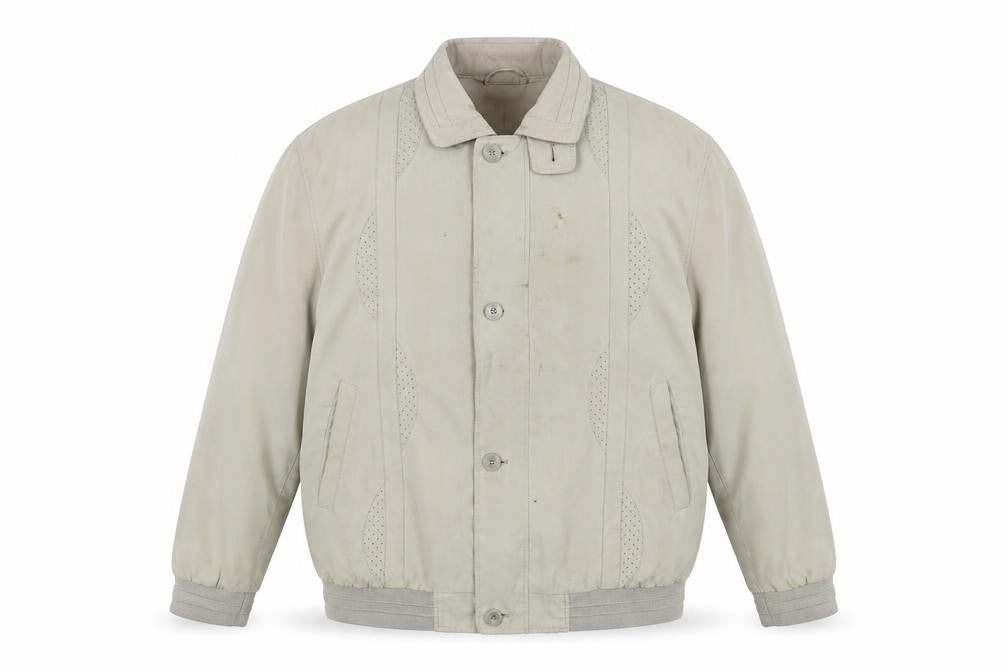 Front view of Escape Men's Beige XL Classic Mid-Length Jacket