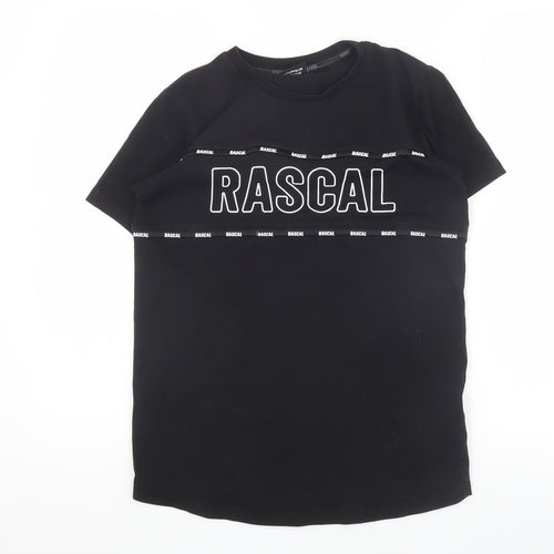 Rascal Boys Black L T-Shirt Casual Crew Neck Short Sleeve