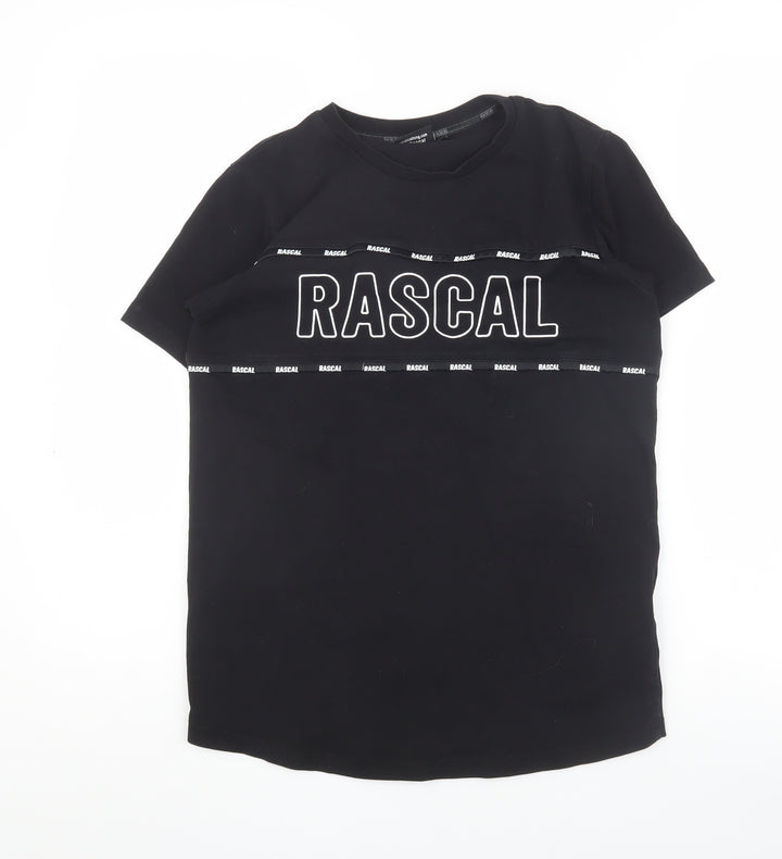 Rascal Boys Black L T-Shirt Casual Crew Neck Short Sleeve