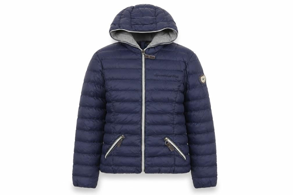 Front view of Lauria Garrelli Women's Blue Puffer Jacket, size S