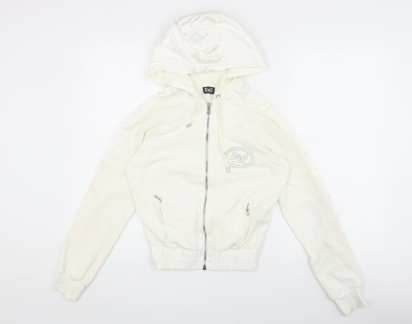 Dolce & Gabbana Women's White Full Zip Hoodie S