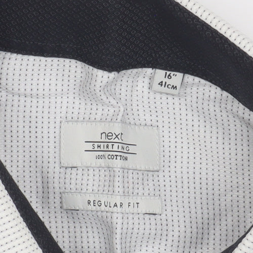 Next Men's White Striped Regular Fit Button-Up Shirt 16