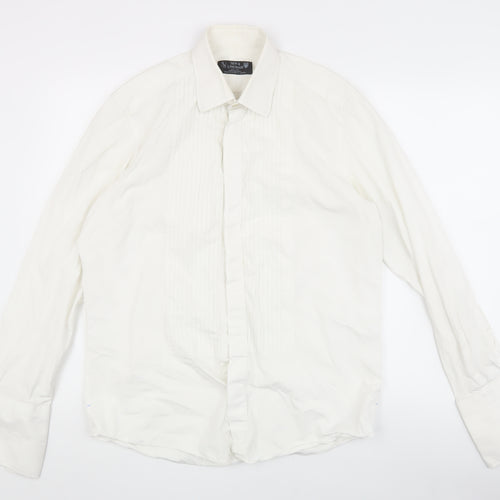 New & Lingwood Men's White Formal Dress Shirt, 16.5 Regular Fit