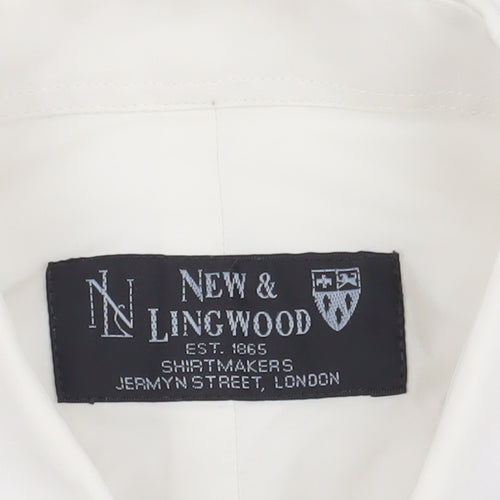 New & Lingwood Men's White Formal Dress Shirt, 16.5 Regular Fit