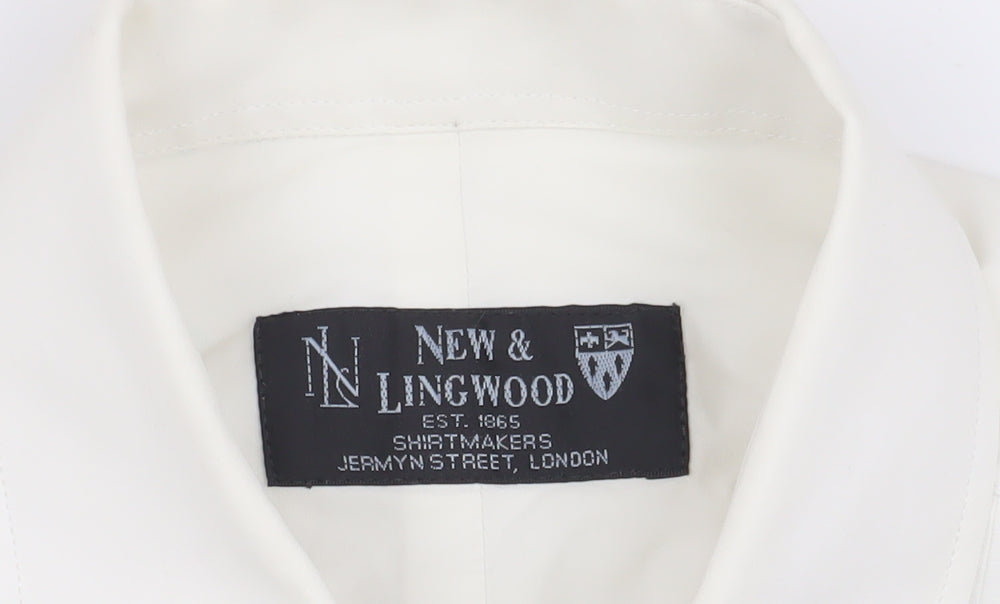 New & Lingwood Men's White Formal Dress Shirt, 16.5 Regular Fit