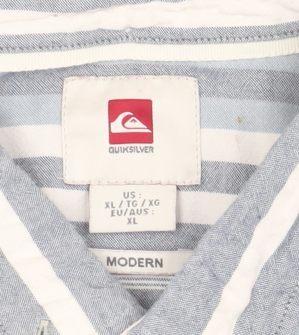 Quiksilver Men's Blue XL Striped Shirt - You Need This
