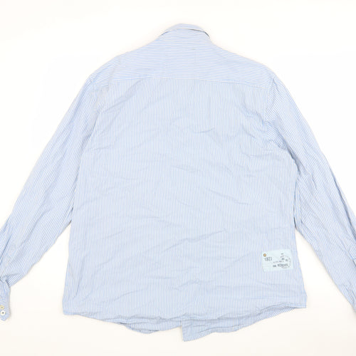 RiSD Men's Blue Striped Button-Up Shirt, Size L