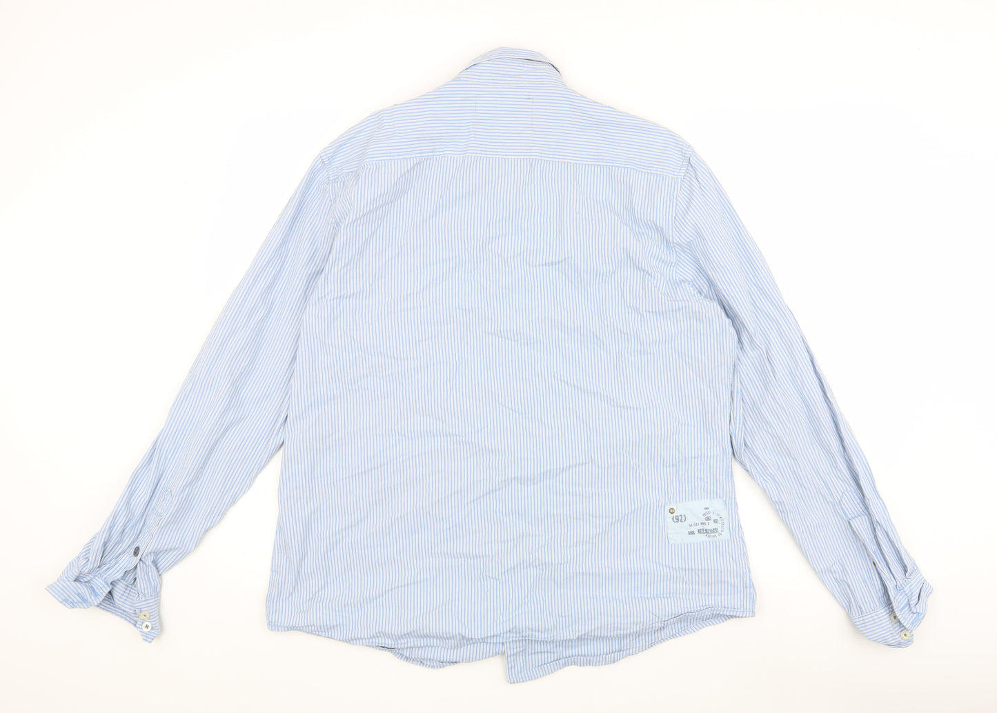 RiSD Men's Blue Striped Button-Up Shirt, Size L