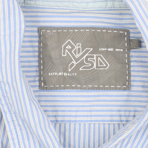 RiSD Men's Blue Striped Button-Up Shirt, Size L