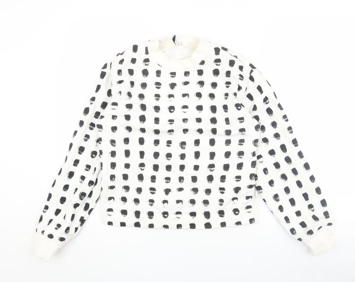 & Other Stories Women's White Polka Dot Pullover Sweatshirt Size 6