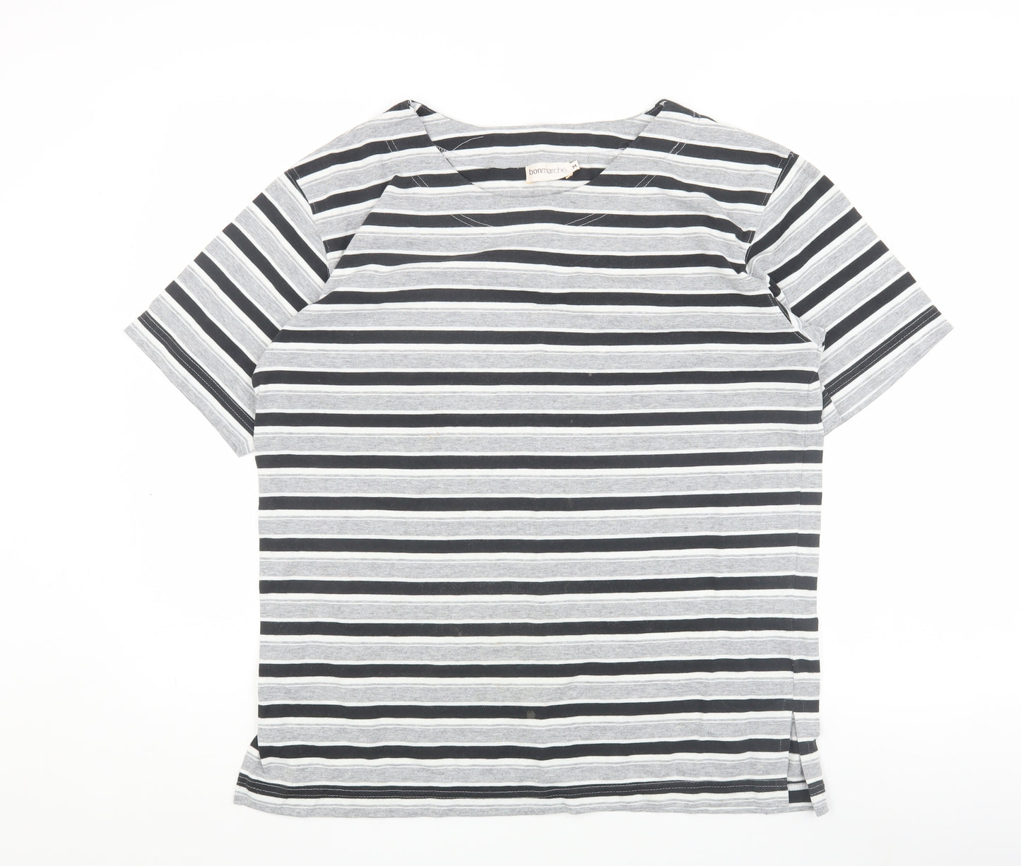 Bonmarché Women's Grey Striped T-Shirt M, Casual Style