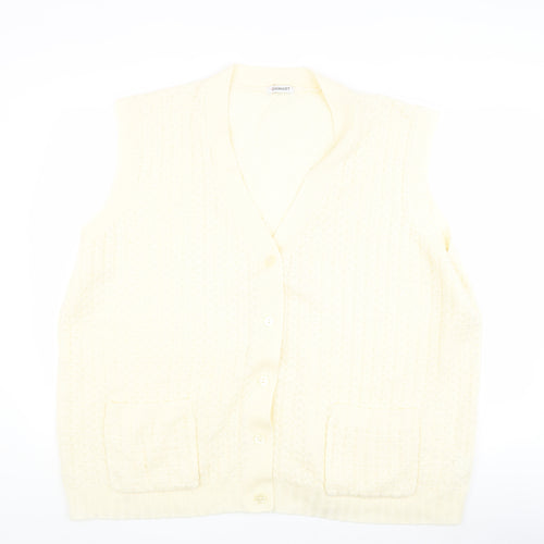 Damart Women's Ivory Knit Vest 30/32 V-Neck Acrylic