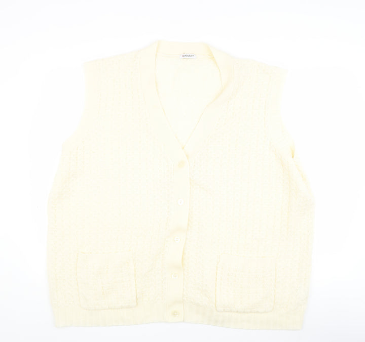Damart Women's Ivory Knit Vest 30/32 V-Neck Acrylic