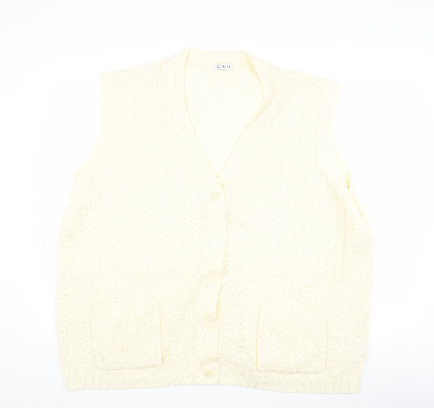 Damart Women's Ivory Knit Vest 30/32 V-Neck Acrylic