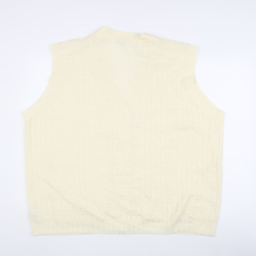 Damart Women's Ivory Knit Vest 30/32 V-Neck Acrylic