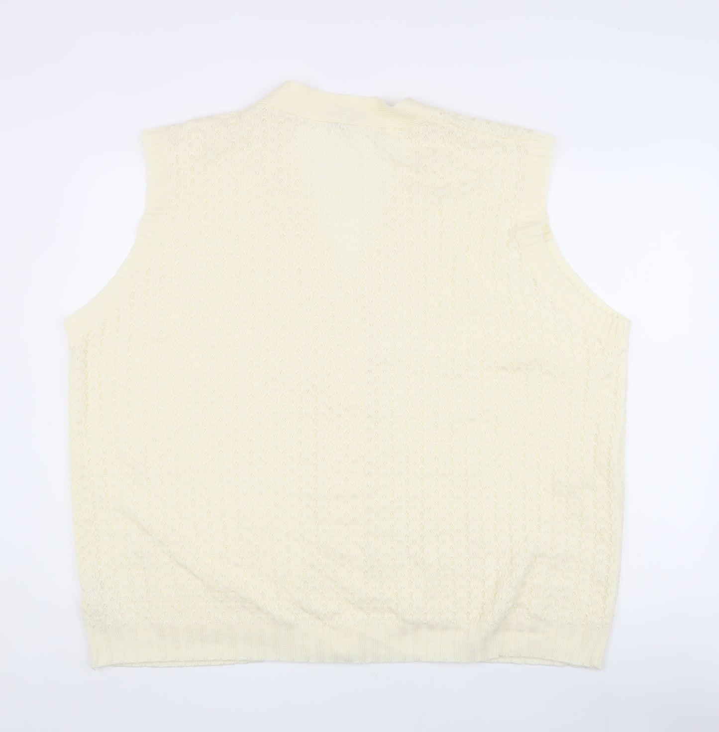 Damart Women's Ivory Knit Vest 30/32 V-Neck Acrylic