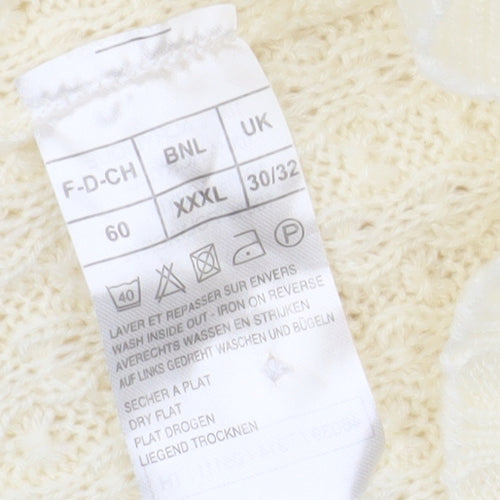 Damart Women's Ivory Knit Vest 30/32 V-Neck Acrylic