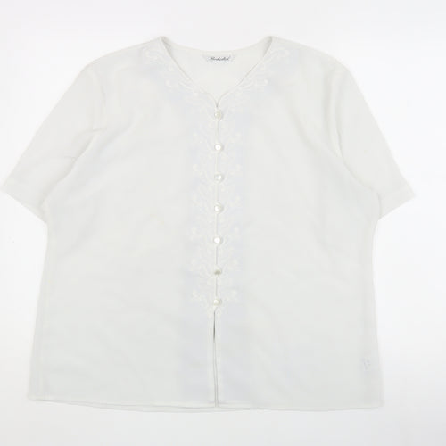 Berketex Women's White Blouse, Size 20, Embroidered Details