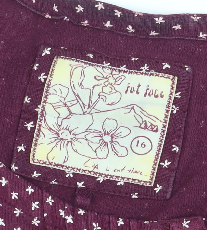 Fat Face Women's Red Floral Shift Dress Size 16