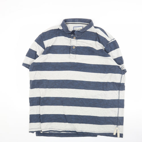 Fat Face Men’s Blue White Striped Polo Shirt XL