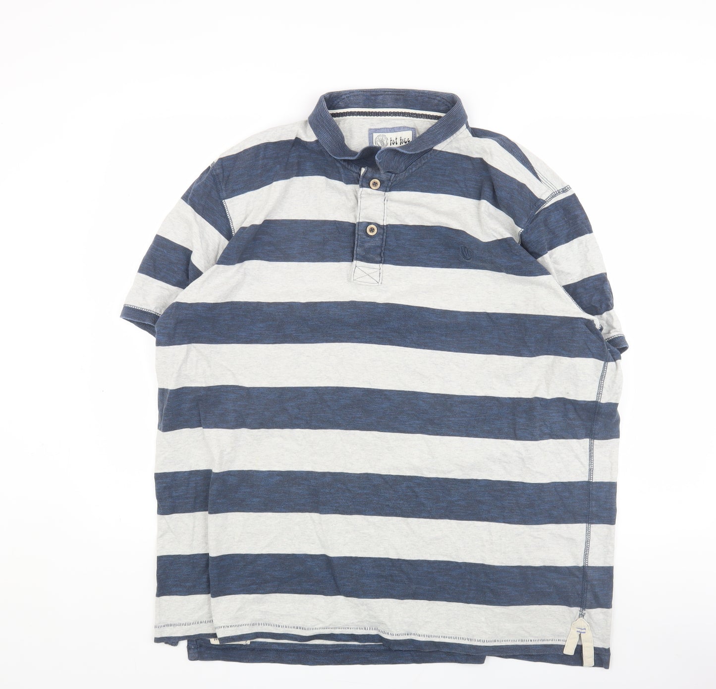 Fat Face Men’s Blue White Striped Polo Shirt XL