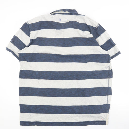 Fat Face Men’s Blue White Striped Polo Shirt XL