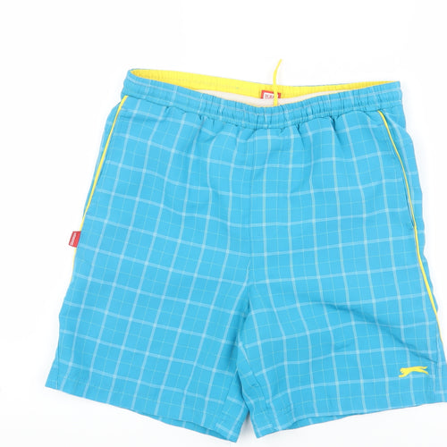 Slazenger Boys Blue Check Swim Shorts, 9-10 Years