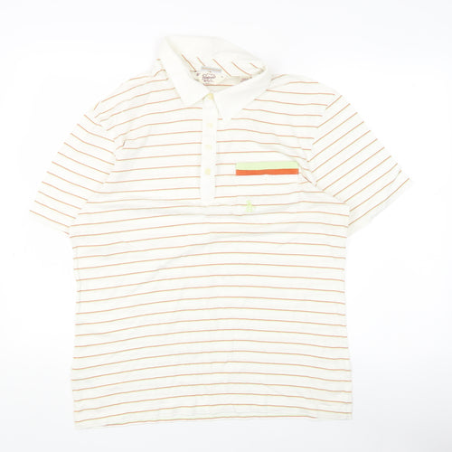 Original Penguin Men's White Polo, Striped, XL, Slim Fit