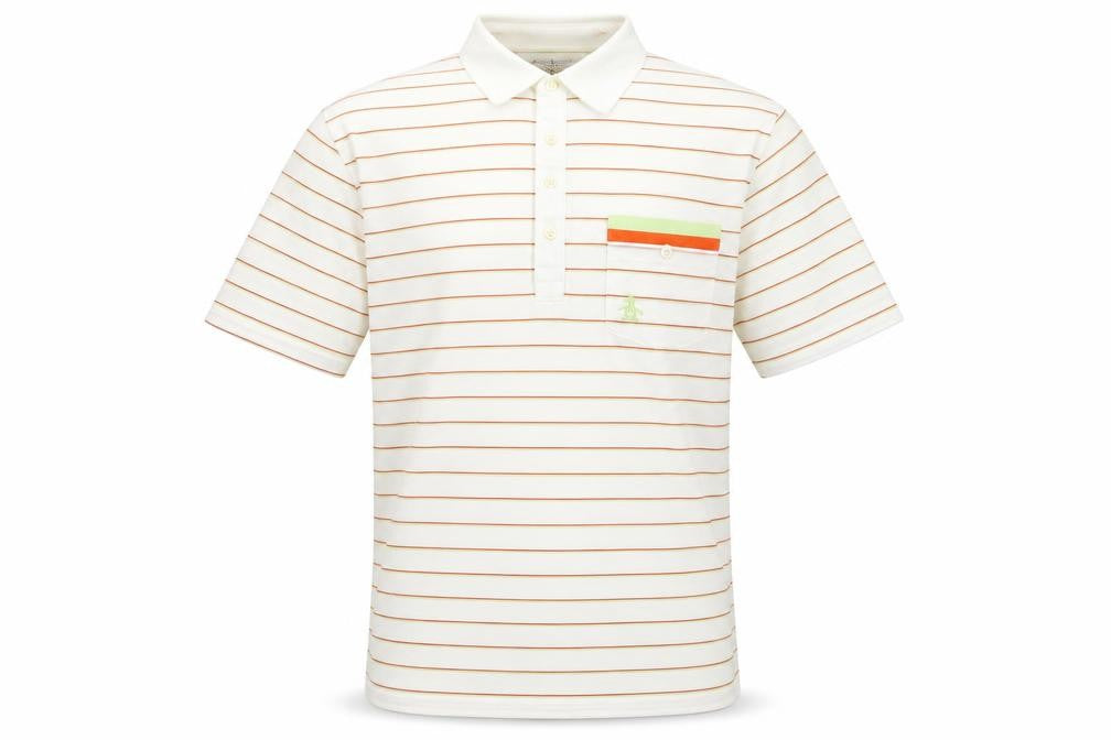 Original Penguin Men's White Polo, Striped, XL, Slim Fit
