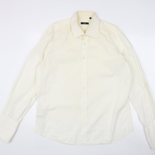 Hugo Boss Men's Ivory Long Sleeve Shirt 44 17.5