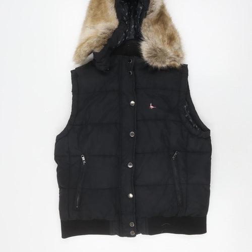 Jack Wills Women's Black Fur Trim Puffer Jacket Size 12
