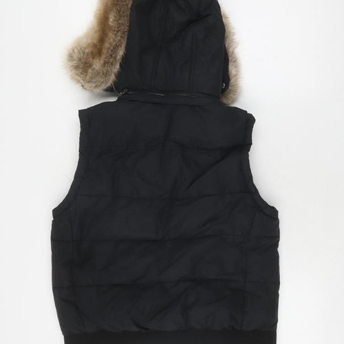 Jack Wills Women's Black Fur Trim Puffer Jacket Size 12