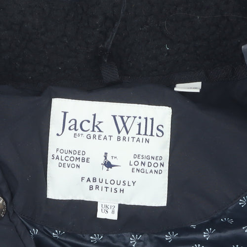 Jack Wills Women's Black Fur Trim Puffer Jacket Size 12